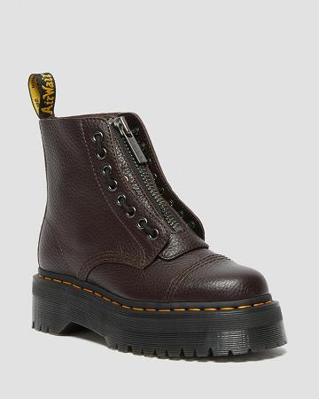 Dr Martens Sinclair Milled Nappa Leren Platform Laarzen Dames Bordeaux | NL 525ILH